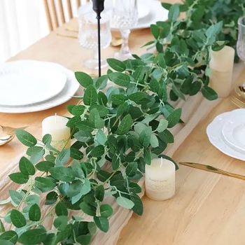 Viță artificială verde cu frunze de trandafir – buchet decorativ pentru casă, centru de masă
