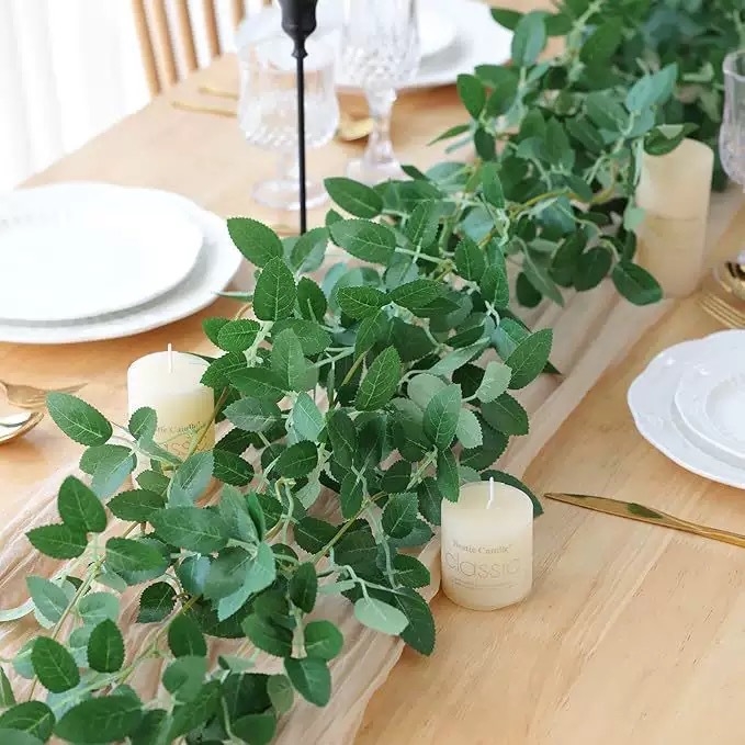 Viță artificială verde cu frunze de trandafir – buchet decorativ pentru casă, centru de masă