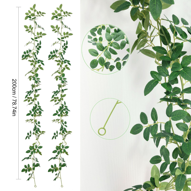 Viță artificială verde cu frunze de trandafir – buchet decorativ pentru casă, centru de masă