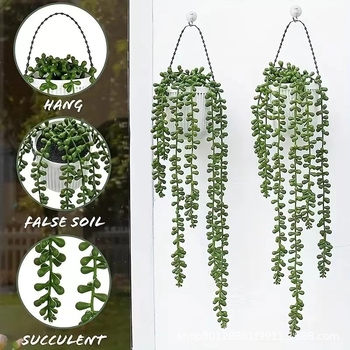Pandant Lover's Tears cu plantă verde artificială, decor de perete agățat pentru nunți și casă