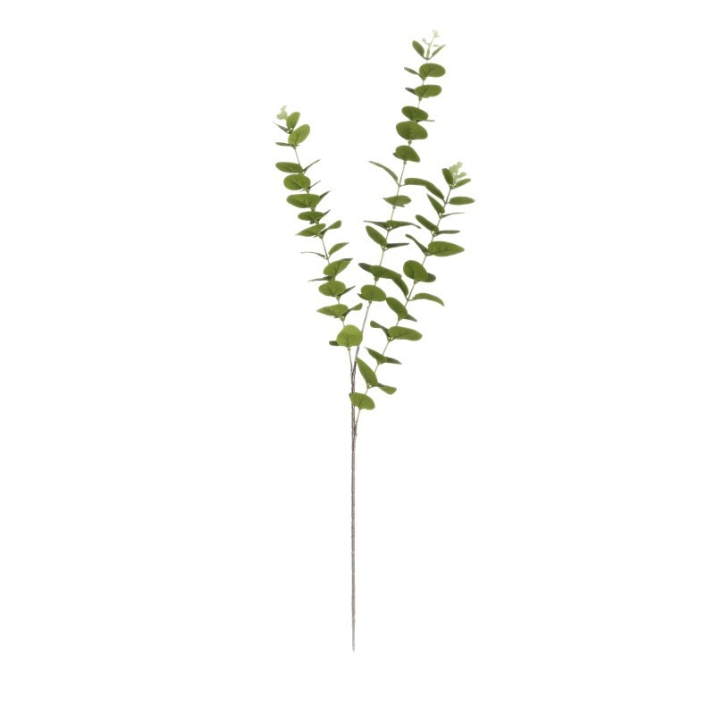 Buchet artificial de eucalipt cu trei ramuri, imprimat 3D, textură realistă, decor pentru casă