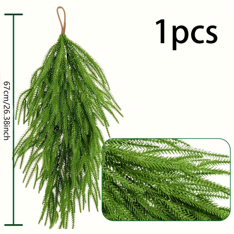 Plantă artificială cu ace de Norfolk Island pine, pentru agățat de perete, decor de Crăciun pentru casă, PVC moale