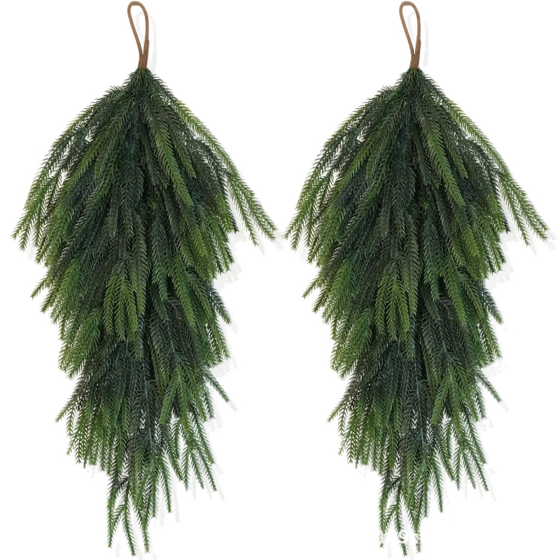 Plantă artificială cu ace de Norfolk Island pine, pentru agățat de perete, decor de Crăciun pentru casă, PVC moale