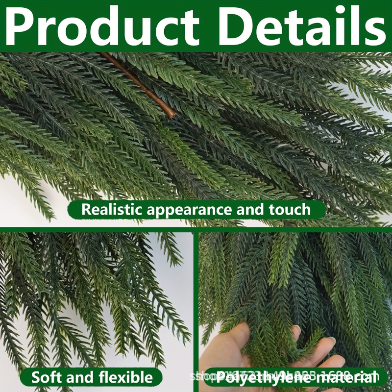Plantă artificială cu ace de Norfolk Island pine, pentru agățat de perete, decor de Crăciun pentru casă, PVC moale