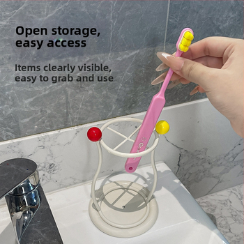 Držiak na zubné kefky a kúpeľňový úložný stojan s odtokom na zubnú pastu, štetce na make-up a hrebene, s pružinovou úložnou trubicou