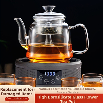 Ceainic din sticlă borosilicată pentru ceai de plante, capacitate mare, transparent, pentru încălzire pe plită ceramică electrică
