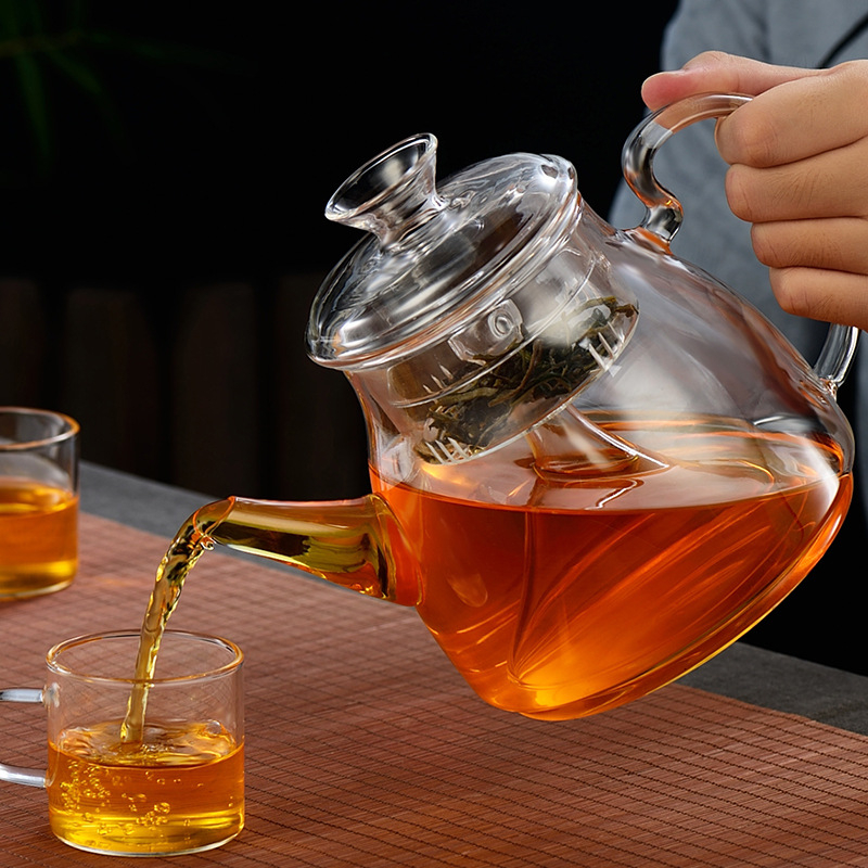 Ceainic din sticlă borosilicată pentru ceai de plante, capacitate mare, transparent, pentru încălzire pe plită ceramică electrică