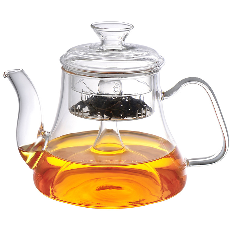 Ceainic din sticlă borosilicată pentru ceai de plante, capacitate mare, transparent, pentru încălzire pe plită ceramică electrică