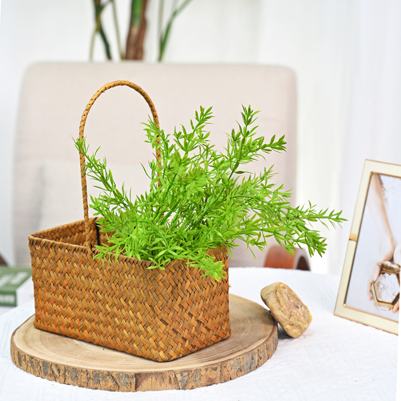 Plantă artificială în stil forestier, cu ferigă cu șapte ramuri, pentru decor de perete interior, aranjament de nuntă și recuzită pentru fotografii