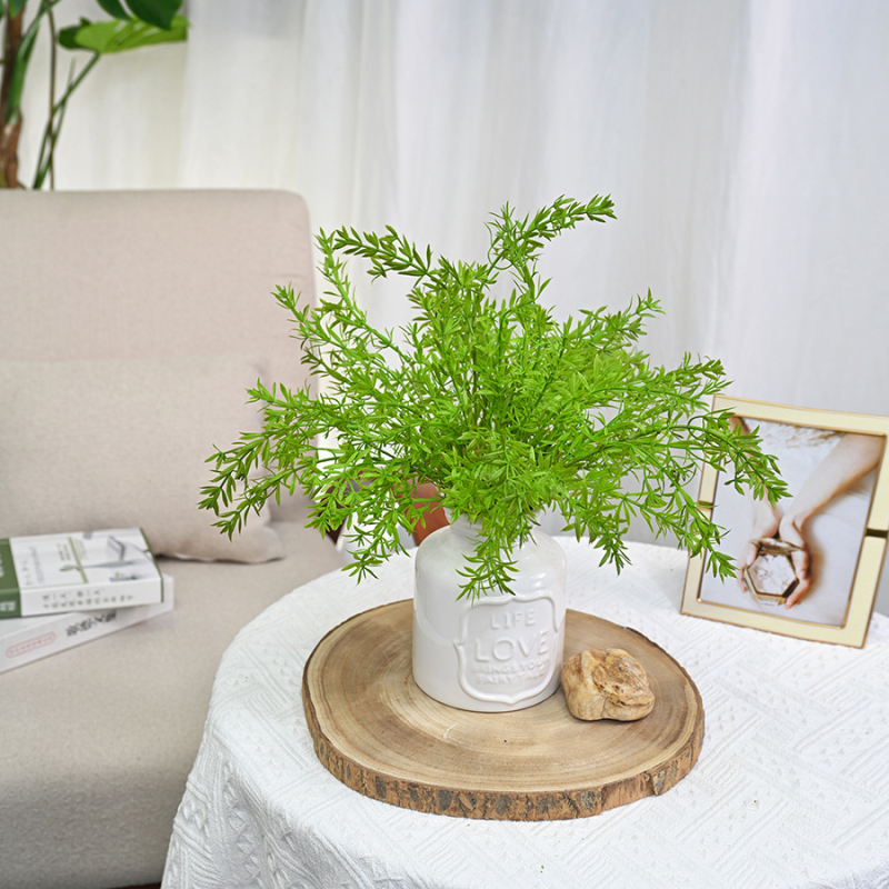 Plantă artificială în stil forestier, cu ferigă cu șapte ramuri, pentru decor de perete interior, aranjament de nuntă și recuzită pentru fotografii