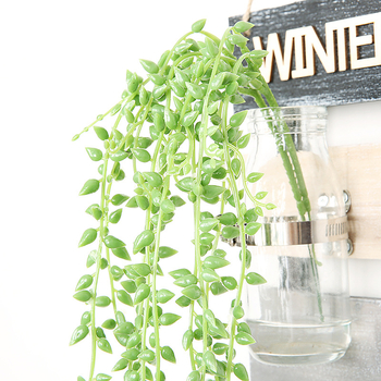 Plantă artificială pentru perete, decor de living cu lăstari de plastic, suculente și flori artificiale 'Lover's Tears'