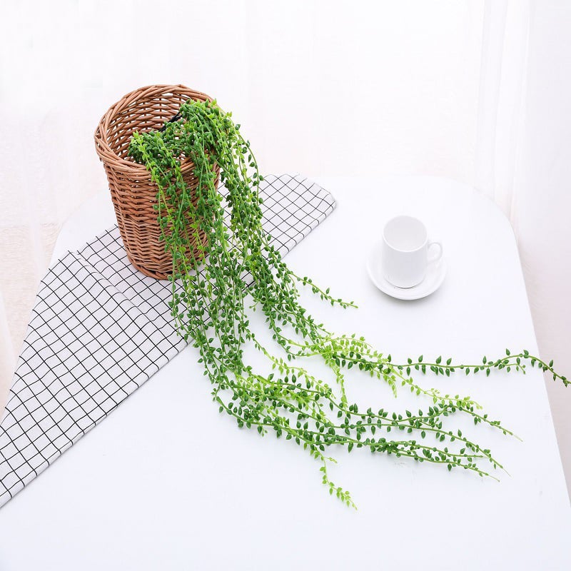 Plantă artificială pentru perete, decor de living cu lăstari de plastic, suculente și flori artificiale 'Lover's Tears'