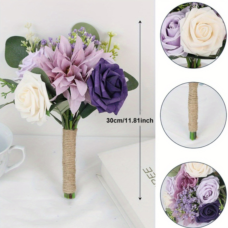 Buchet artificial de trandafiri și hortensii, în stil scandinav pentru nunți, recuzită pentru fotografie și decor de interior