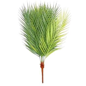 Frunze de palmier artificiale cu nouă ramuri, verzi, din plastic, pentru aranjamente florale
