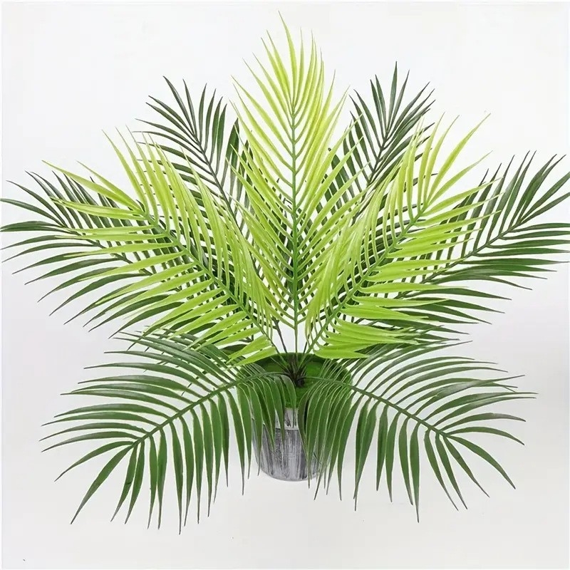 Frunze de palmier artificiale cu nouă ramuri, verzi, din plastic, pentru aranjamente florale