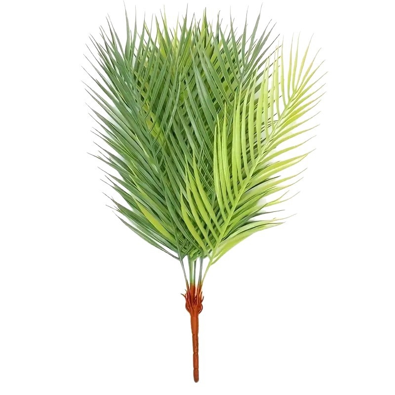 Frunze de palmier artificiale cu nouă ramuri, verzi, din plastic, pentru aranjamente florale