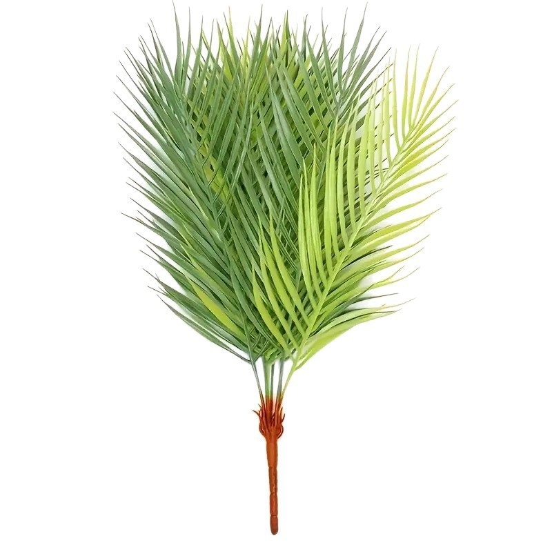 Frunze de palmier artificiale cu nouă ramuri, verzi, din plastic, pentru aranjamente florale