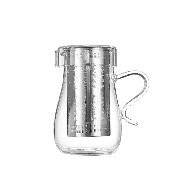 Set de ceai din sticlă rezistentă la temperaturi, ceainic și cești cu motiv pinguin, infuzor pentru flori și plante aromatice