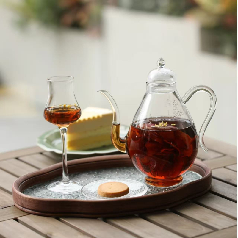 Set de ceai în stil chinezesc nou pentru ceainărie, cu o ceainică și două cești, tavă de ceai, sticlă borosilicat de înaltă calitate