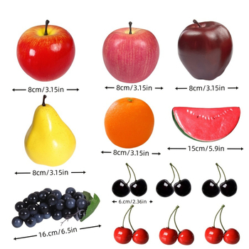 Set cu 13 fructe artificiale din spumă – fructe simulate pentru decor (LDPE)