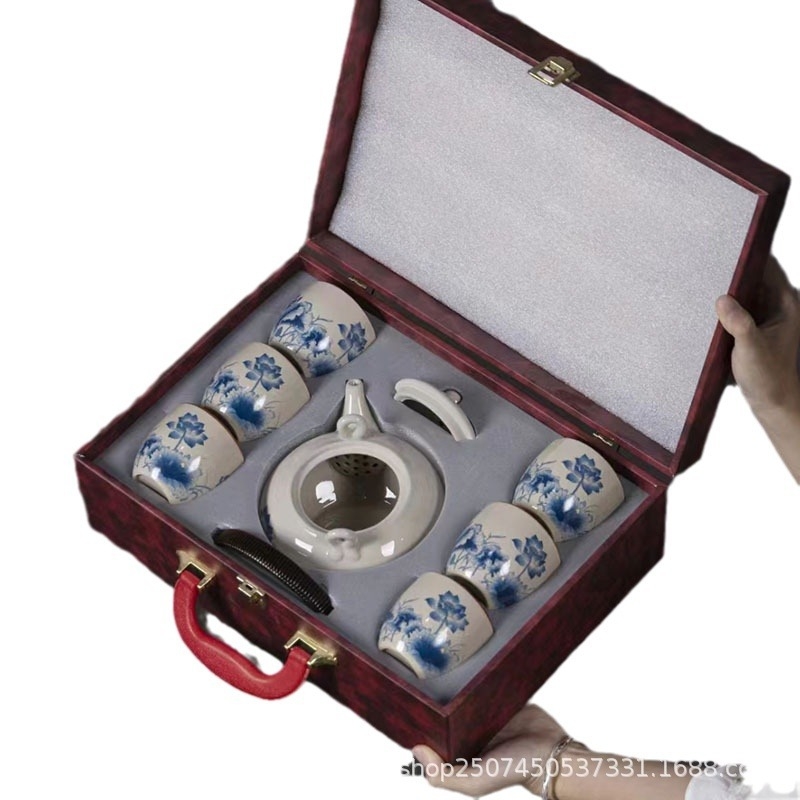 Ceainic ceramic cu mâner de ridicare, capacitate mare, set de ceai pentru uz casnic, stil minimalist vintage.