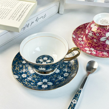 Set european bone china cu cană de cafea și farfurie, porțelan elegant pentru ceai de după-amiază acasă
