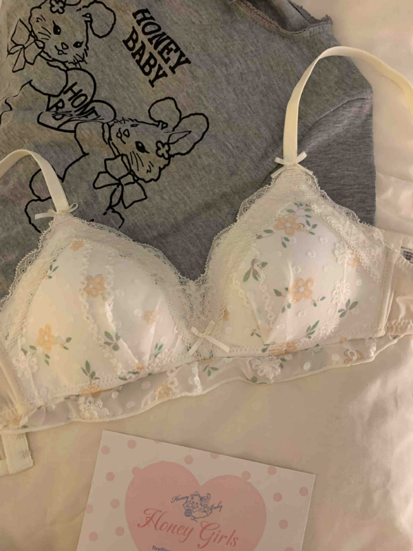 Sutien franțuzesc subțire, fără sârmă, pentru sâni mici, cu imprimeu floral, susținere, anti-cădere