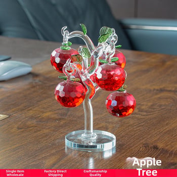 Krištáľová fazetovaná ozdoba na jabloň, červená sklenená dekorácia na stôl do obývačky, sada 6 závesných jabloní
