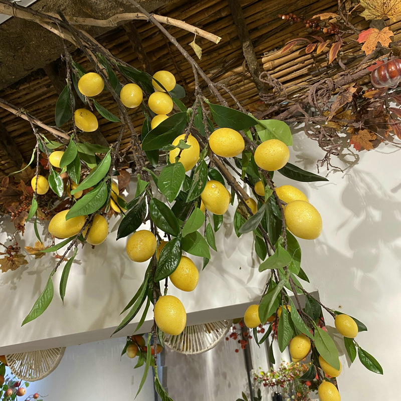Ramuri de lămâie artificiale pentru decorul casei, fructe din spumă și ornamente cu lămâie