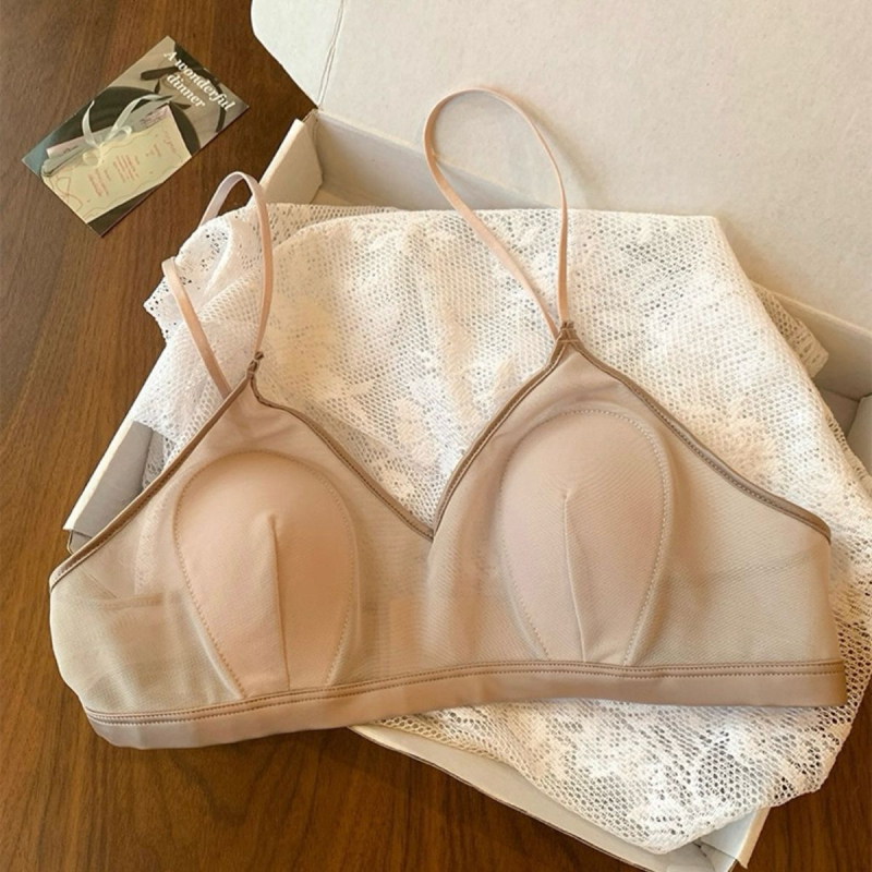Sutien în stil franțuzesc, vară, ultra-subțire, cu cupe în formă de urechi de iepure și spate încrucișat