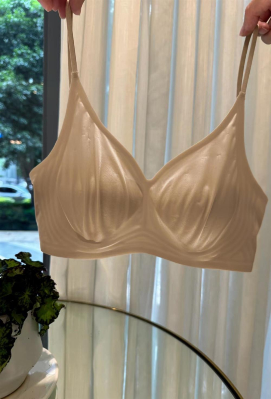 Sutien confortabil din satin asemănător mătăsii pentru femei cu bust mare, decolteu în V în stil franțuzesc, spate drept, respirabil