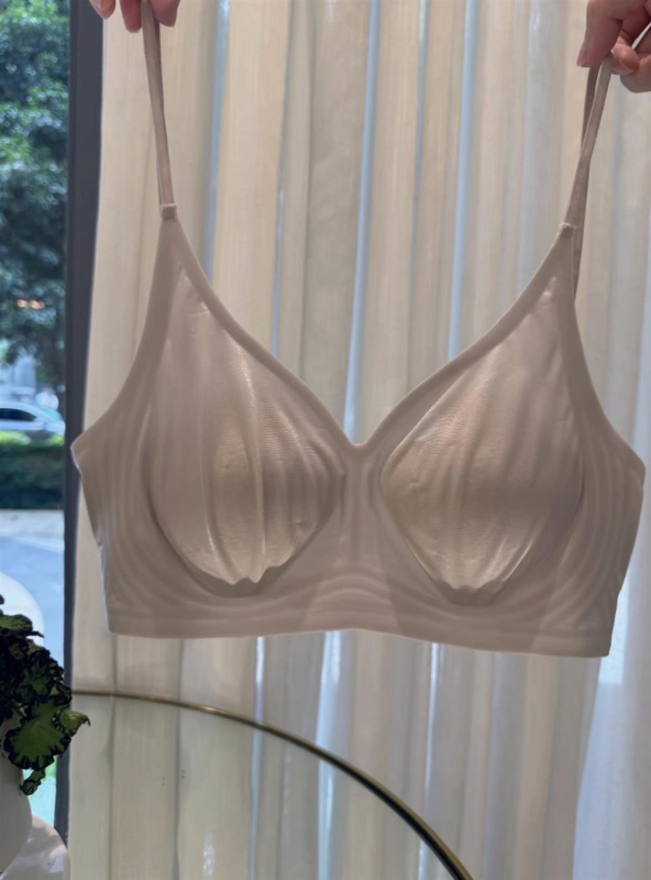 Sutien confortabil din satin asemănător mătăsii pentru femei cu bust mare, decolteu în V în stil franțuzesc, spate drept, respirabil