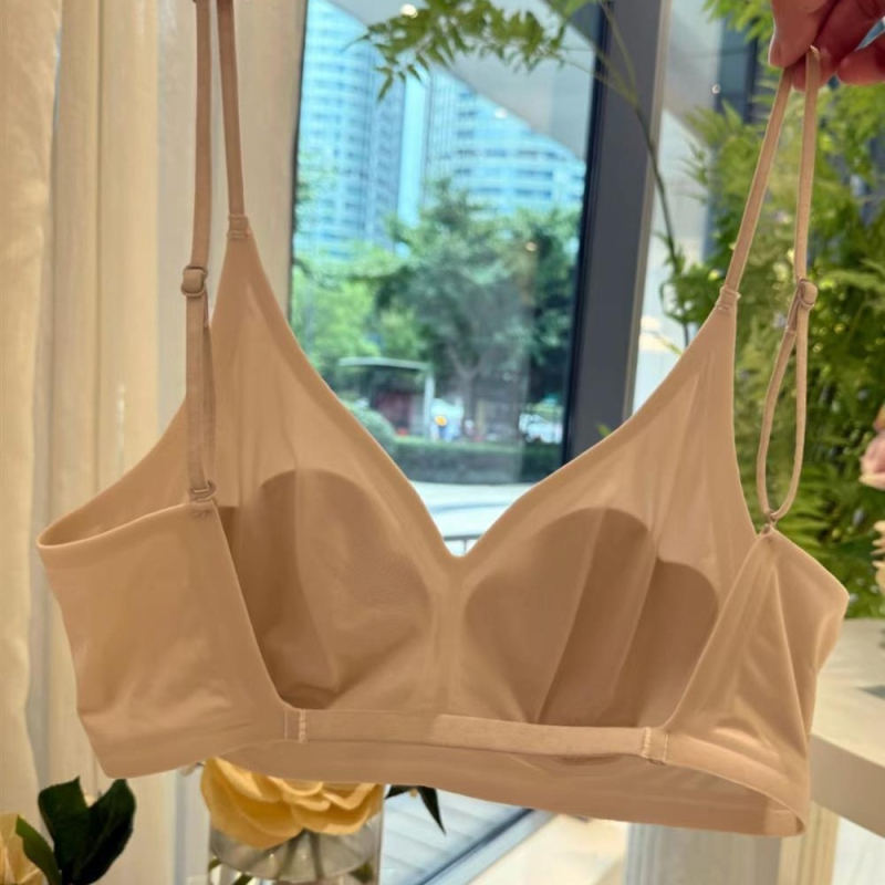 Sutien confortabil din satin asemănător mătăsii pentru femei cu bust mare, decolteu în V în stil franțuzesc, spate drept, respirabil