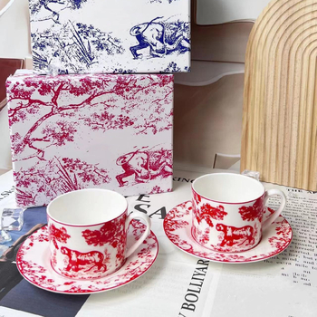 Set cești de cafea și farfurioară din bone china, stil retro-lux, pentru ceaiul de după-amiază, model desen animat, cutie cadou