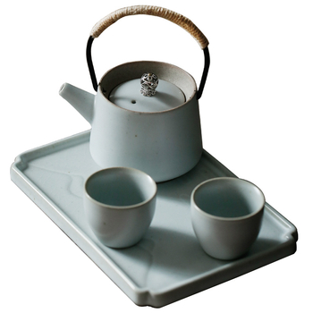 Set de ceai Shang Yan, stil retro Kung Fu, pentru acasă – ceainic ceramic minimalist cu două cești