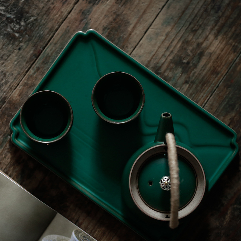 Set de ceai Shang Yan, stil retro Kung Fu, pentru acasă – ceainic ceramic minimalist cu două cești