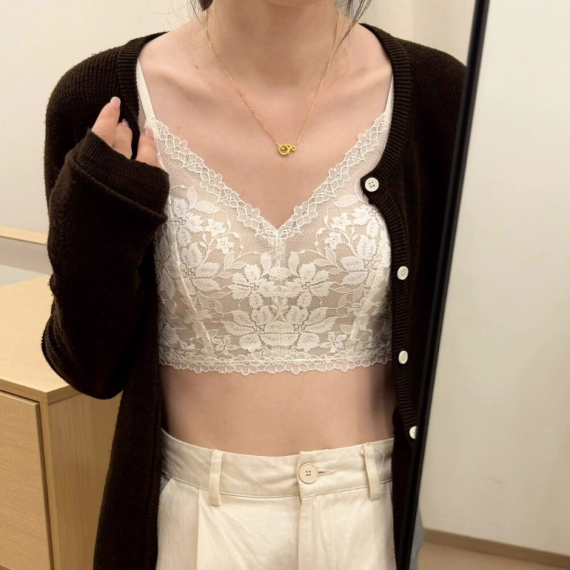 Bustier dantelat în stil franțuzesc, cupe triunghiulare, top din bumbac