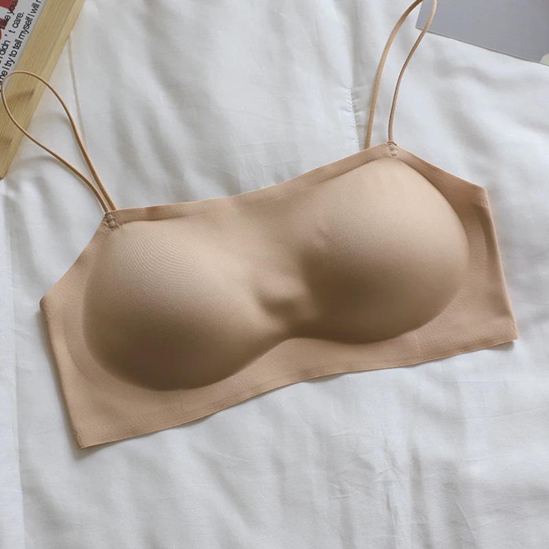 Sutien dintr-o bucată, fără cusături, pentru femei, cu spate frumos, model subțire de vară, susținere pentru bust mic, sutien invizibil