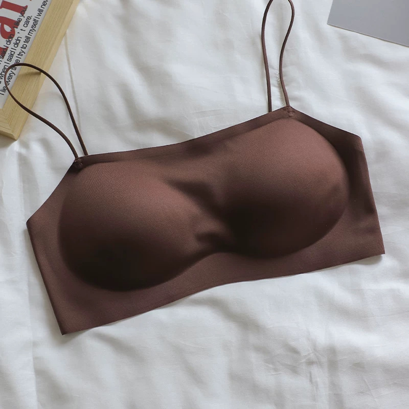 Sutien dintr-o bucată, fără cusături, pentru femei, cu spate frumos, model subțire de vară, susținere pentru bust mic, sutien invizibil