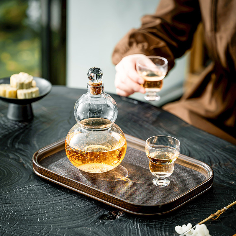 Ceainic din sticlă în formă de dovleac, transparent pentru infuzare la rece, sticlă de ceai în stil chinezesc pentru extracție la rece a ceaiului verde, set elegant pentru acasă