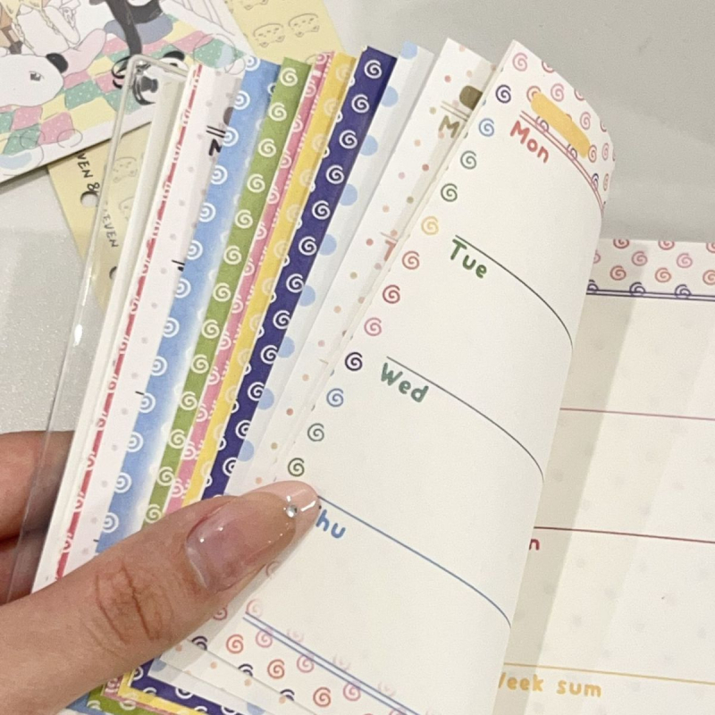Planificator A7 cu pagini colorate, groase și de înaltă calitate, design cu amprentă de deget, fără dată de expirare