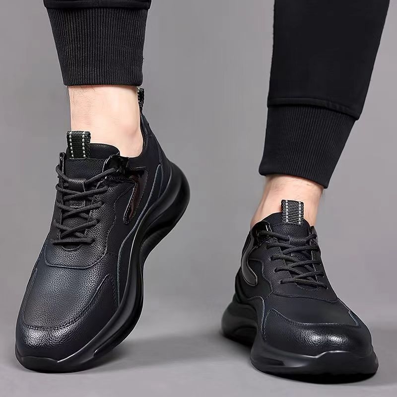 Pantofi sport casual din piele impermeabilă pentru bărbați, cu talpă groasă, stil modern și confortabili