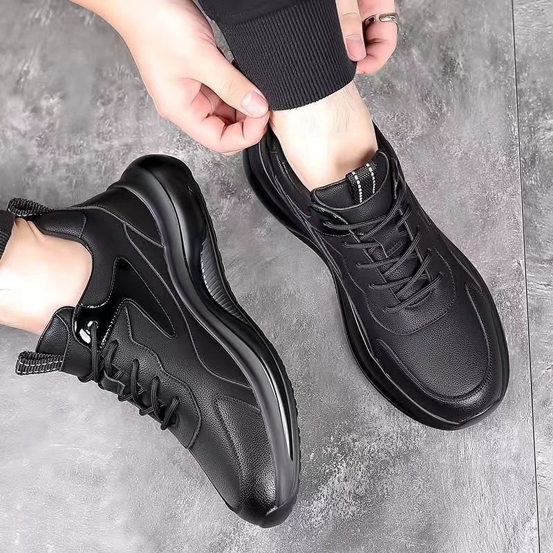 Pantofi sport casual din piele impermeabilă pentru bărbați, cu talpă groasă, stil modern și confortabili
