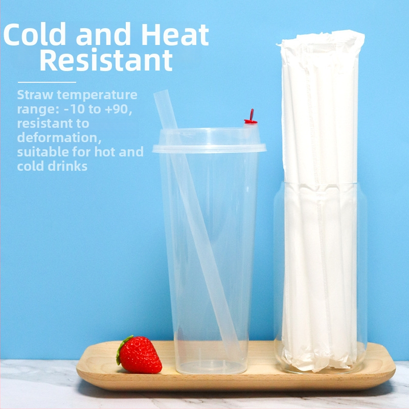 Paie de unică folosință pentru sucuri, băuturi, cafea și bubble tea; pai din plastic în hârtie Kraft, rigid, ambalaj individual