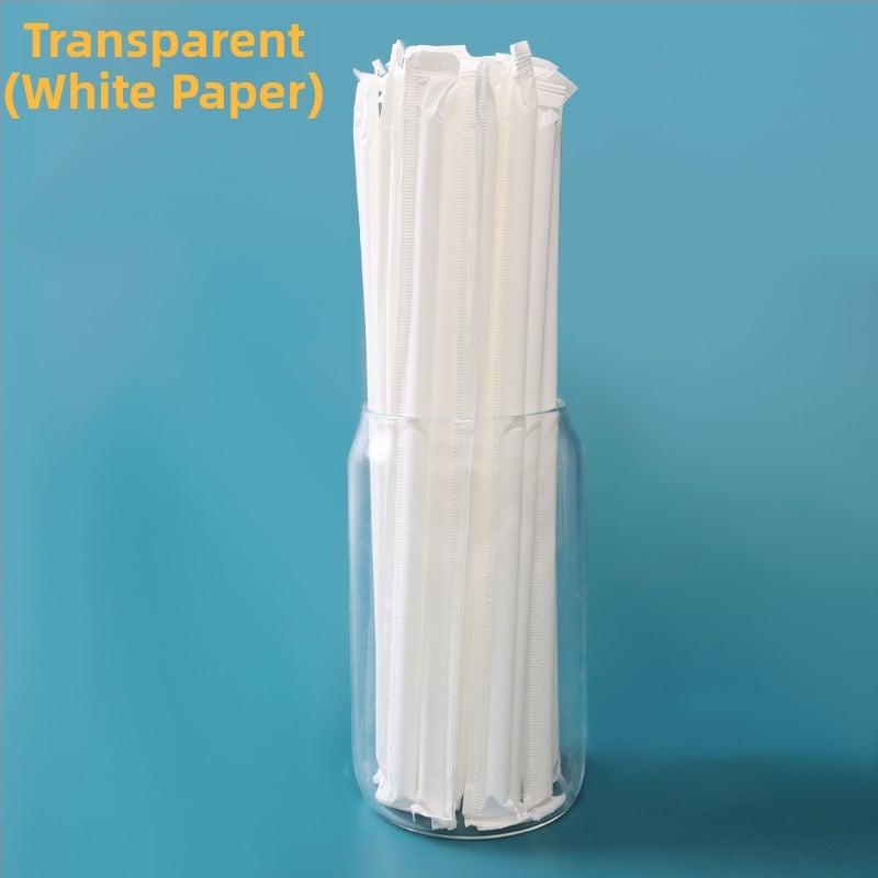 Paie de unică folosință pentru sucuri, băuturi, cafea și bubble tea; pai din plastic în hârtie Kraft, rigid, ambalaj individual
