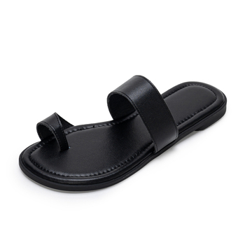 Sandale din piele naturală pentru femei, mărime mare, design cu inel pentru degete, plajă, antiderapante, stil minimalist