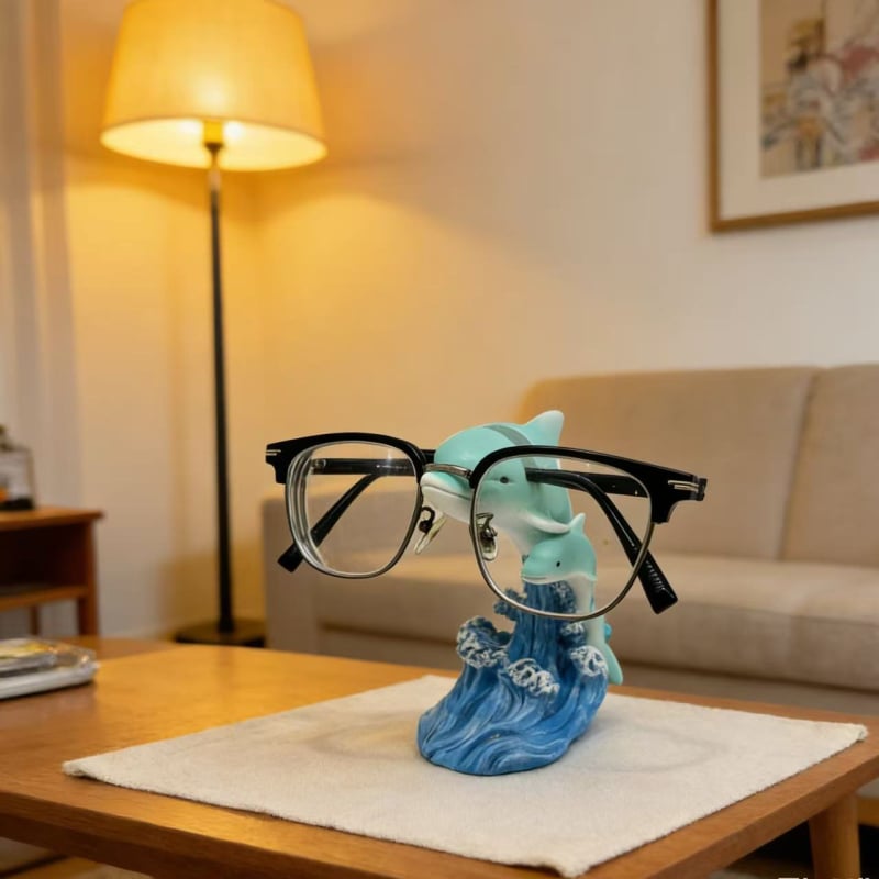 Suport pentru ochelari din rășină cu delfin, stil marin, decor de birou