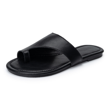 Sandale din piele naturală, talpă plată, mărime plus, cu curea pentru deget, deget deschis, plajă casual, antiderapante, elegante și simple