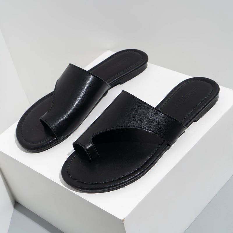 Sandale din piele naturală, talpă plată, mărime plus, cu curea pentru deget, deget deschis, plajă casual, antiderapante, elegante și simple