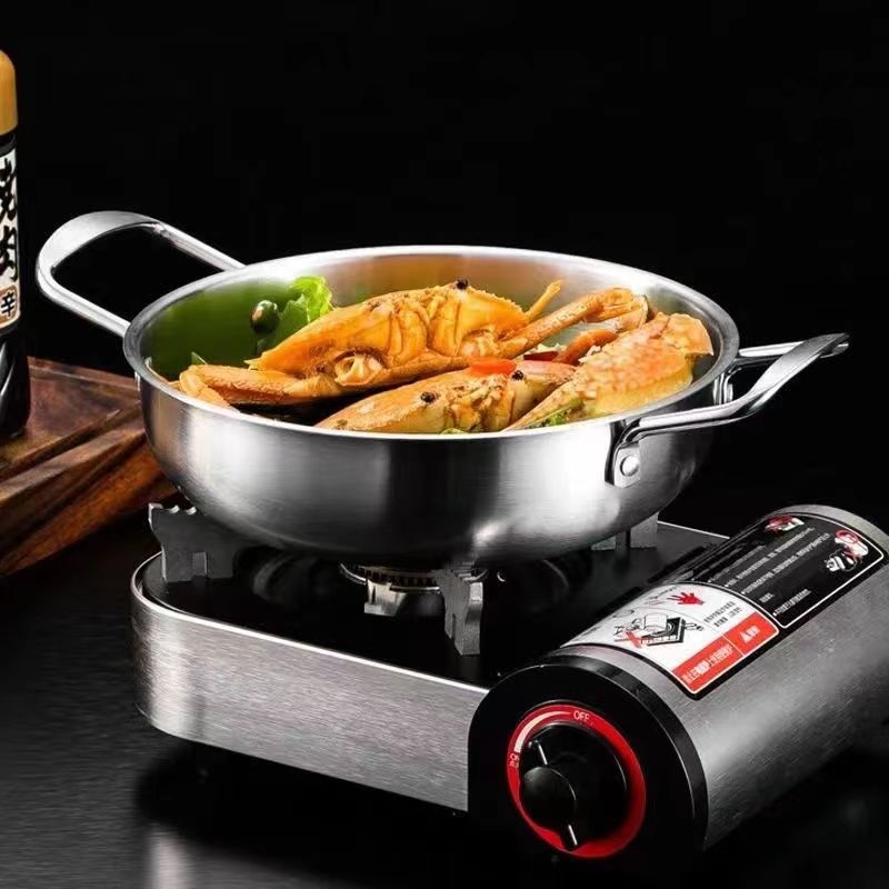 Koreai stílusú tenger gyümölcsei fazék rozsdamentes acélból, két fogantyúval, leves- és ramen fazék, arany színű háztartási tészta fazék, kis méretű, indukciós főzővel kompatibilis